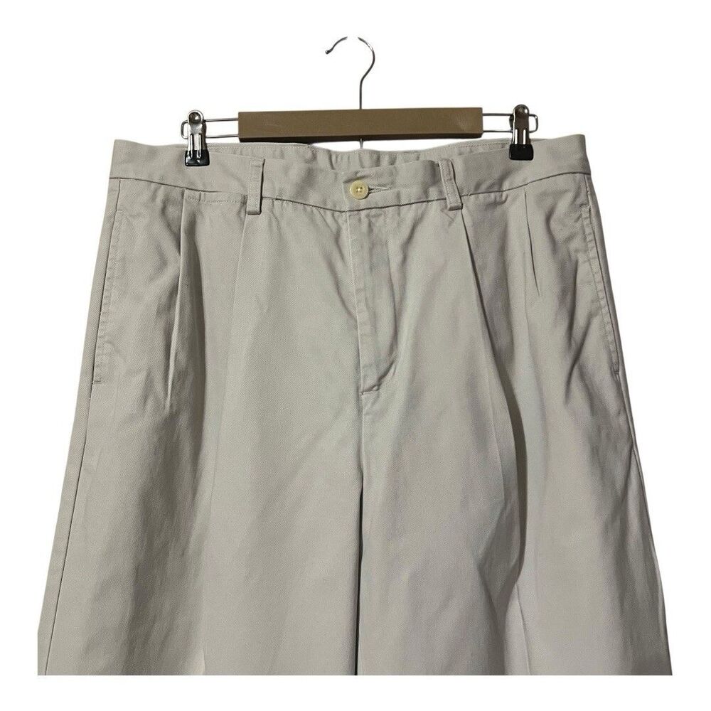 Nautica Mens Size 36 X 32 Classic Fit Pleated Front Beige Pants - Picture 2 of 5